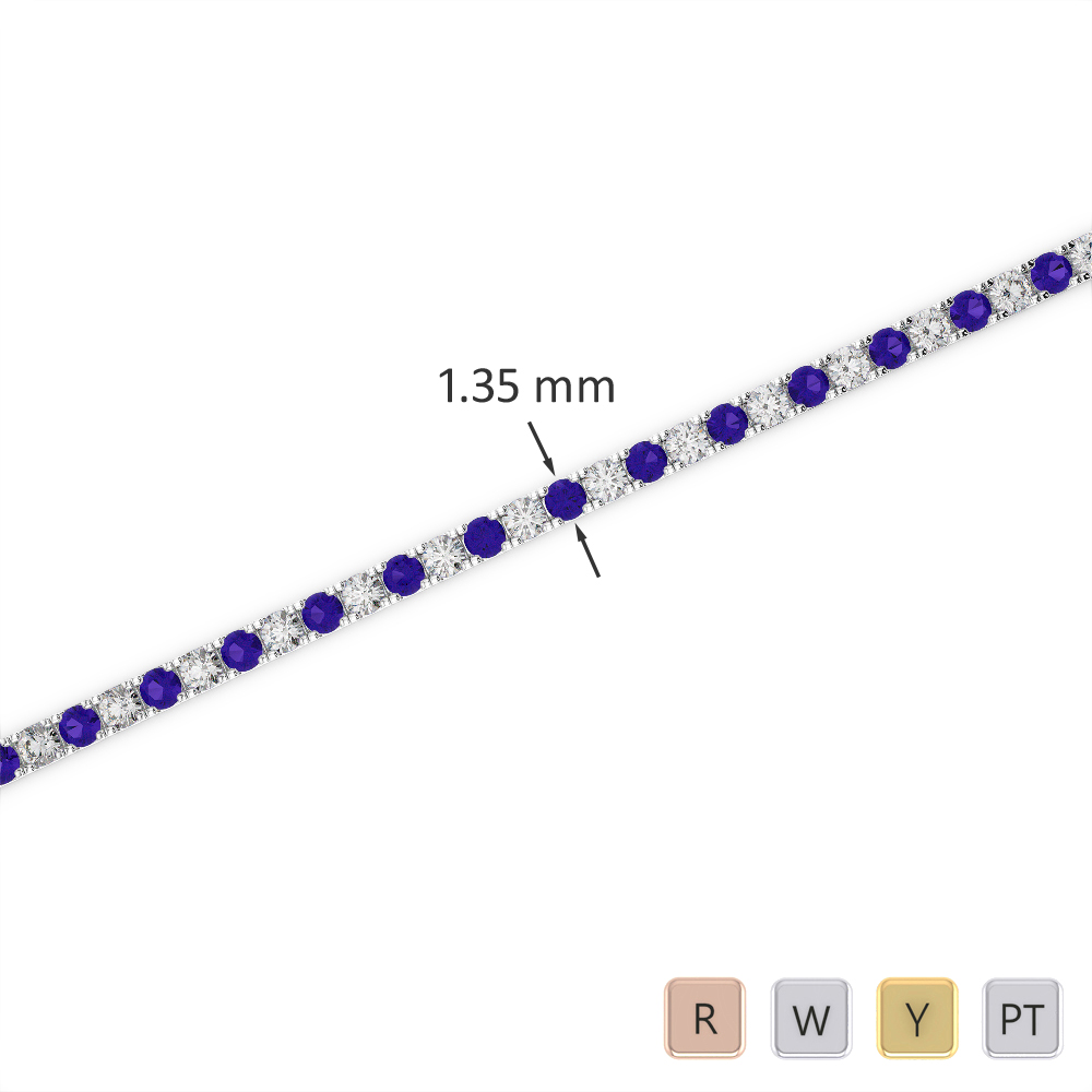 Gold / Platinum Round Cut Tanzanite and Diamond Bracelet AGBRL-1012