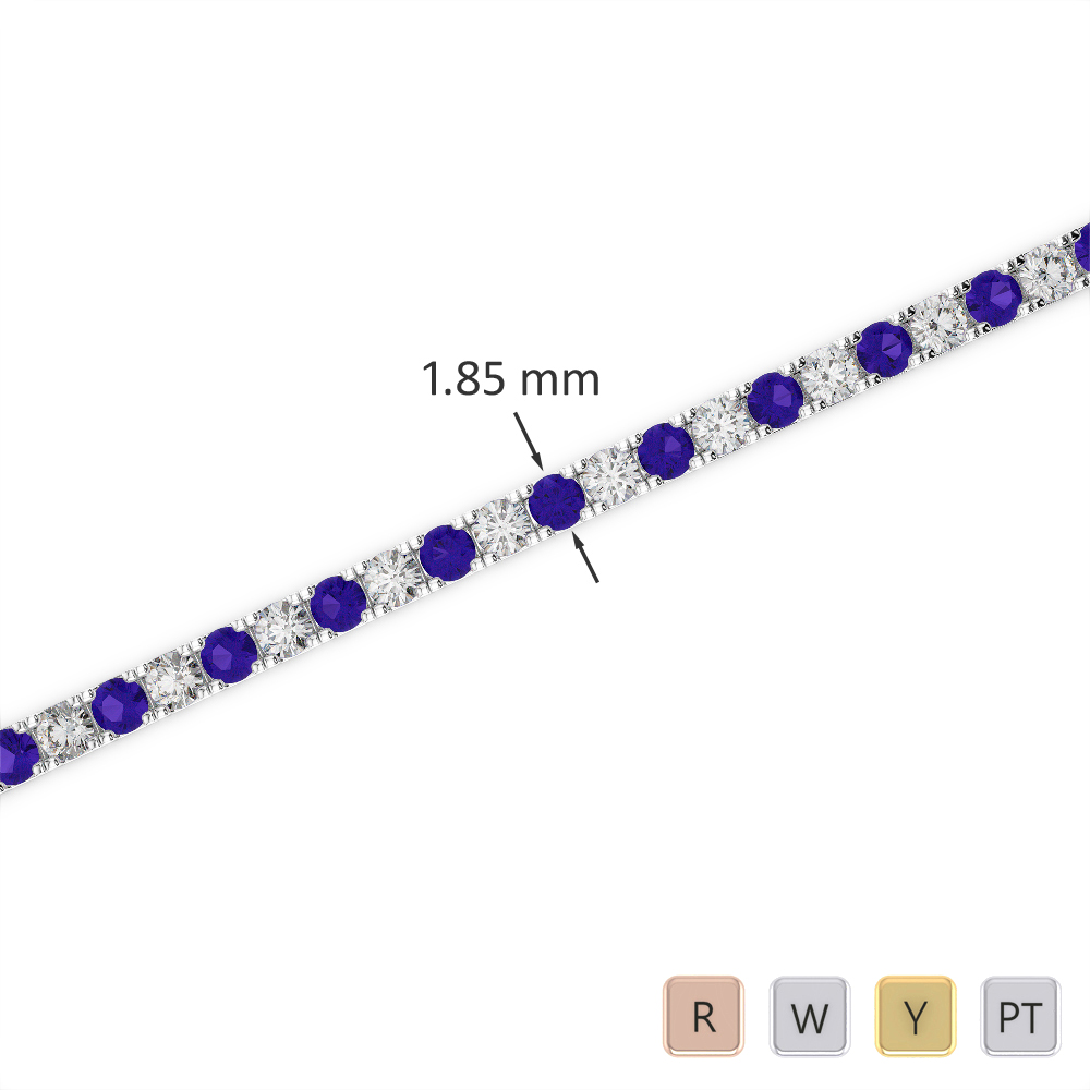Gold / Platinum Round Cut Tanzanite and Diamond Bracelet AGBRL-1013