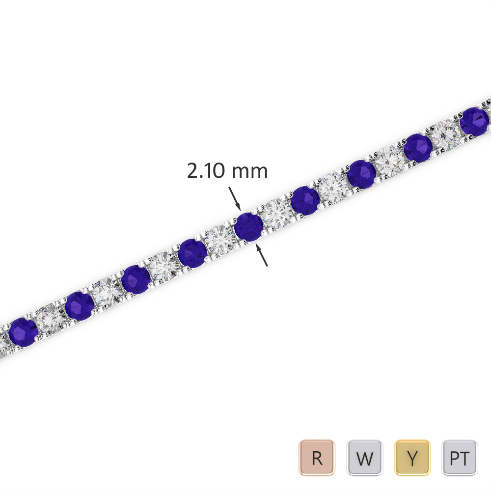 Gold / Platinum Round Cut Tanzanite and Diamond Bracelet AGBRL-1014