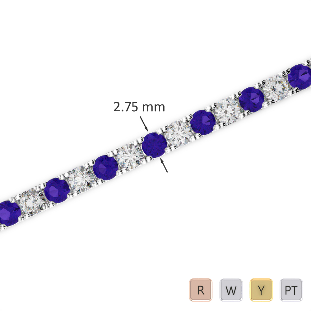 Gold / Platinum Round Cut Tanzanite and Diamond Bracelet AGBRL-1018