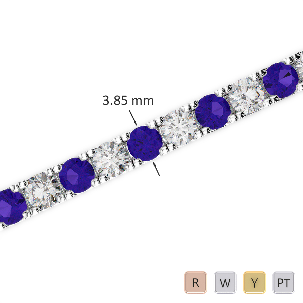 Gold / Platinum Round Cut Tanzanite and Diamond Bracelet AGBRL-1021