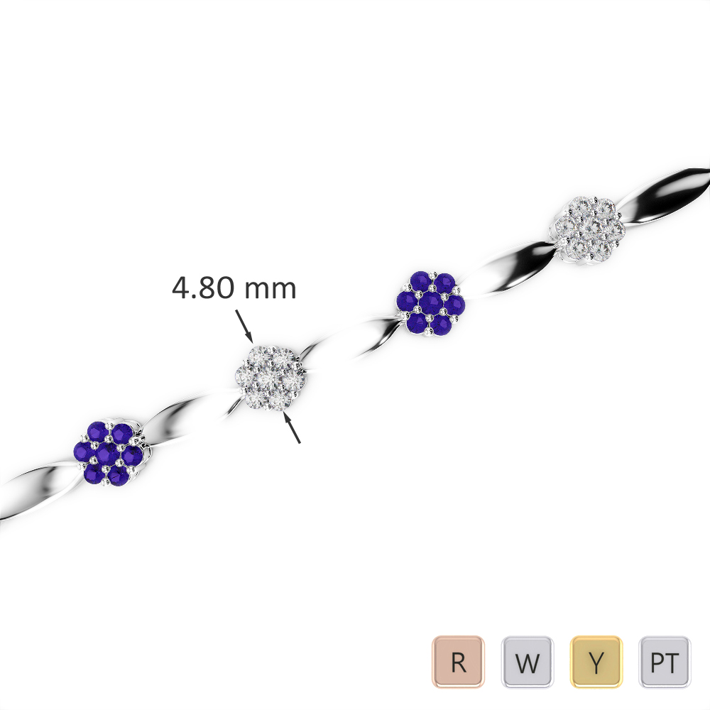 Gold / Platinum Round Cut Tanzanite and Diamond Bracelet AGBRL-1029