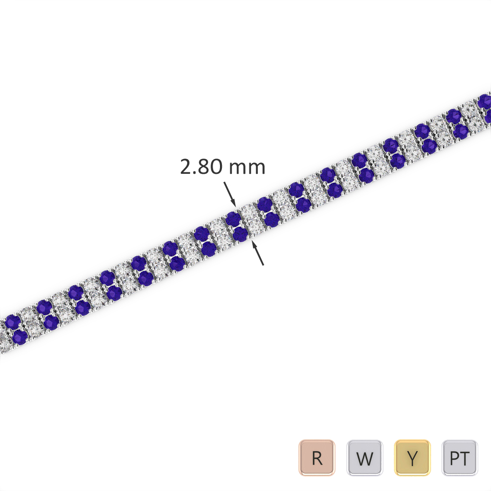Gold / Platinum Round Cut Tanzanite and Diamond Bracelet AGBRL-1030-Lab