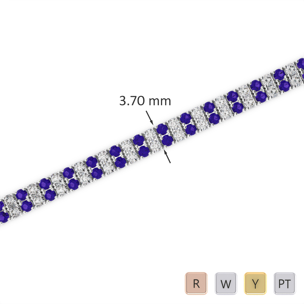Gold / Platinum Round Cut Tanzanite and Diamond Bracelet AGBRL-1031