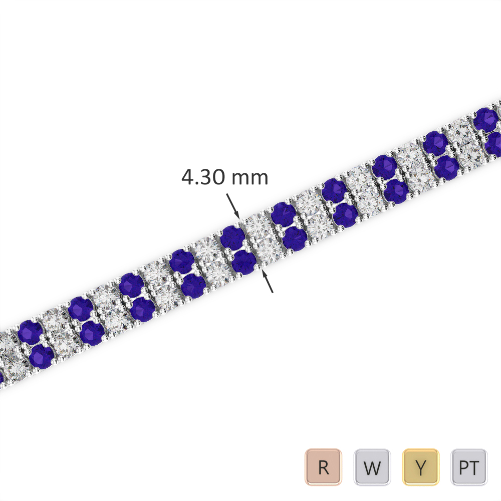 Gold / Platinum Round Cut Tanzanite and Diamond Bracelet AGBRL-1032