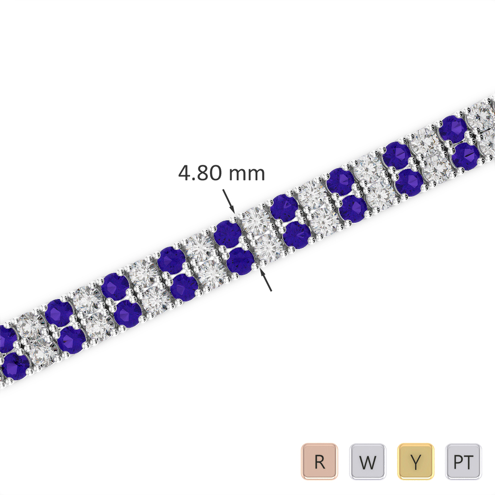 Gold / Platinum Round Cut Tanzanite and Diamond Bracelet AGBRL-1033