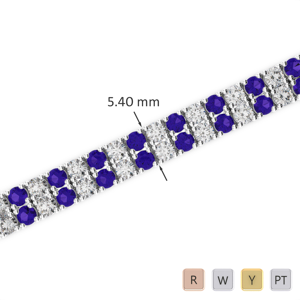 Gold / Platinum Round Cut Tanzanite and Diamond Bracelet AGBRL-1035