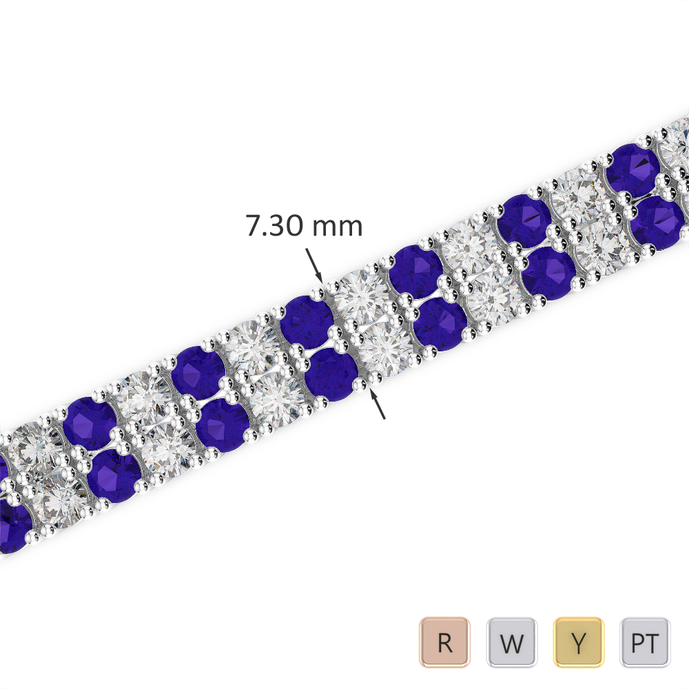 Gold / Platinum Round Cut Tanzanite and Diamond Bracelet AGBRL-1038-Lab