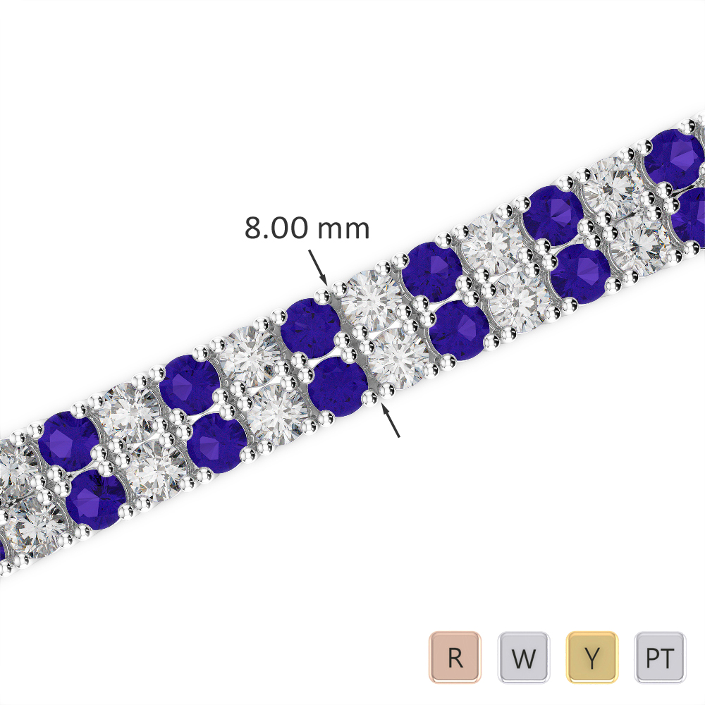 Gold / Platinum Round Cut Tanzanite and Diamond Bracelet AGBRL-1039