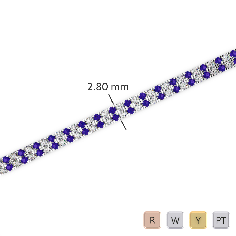 Gold / Platinum Round Cut Tanzanite and Diamond Bracelet AGBRL-1041