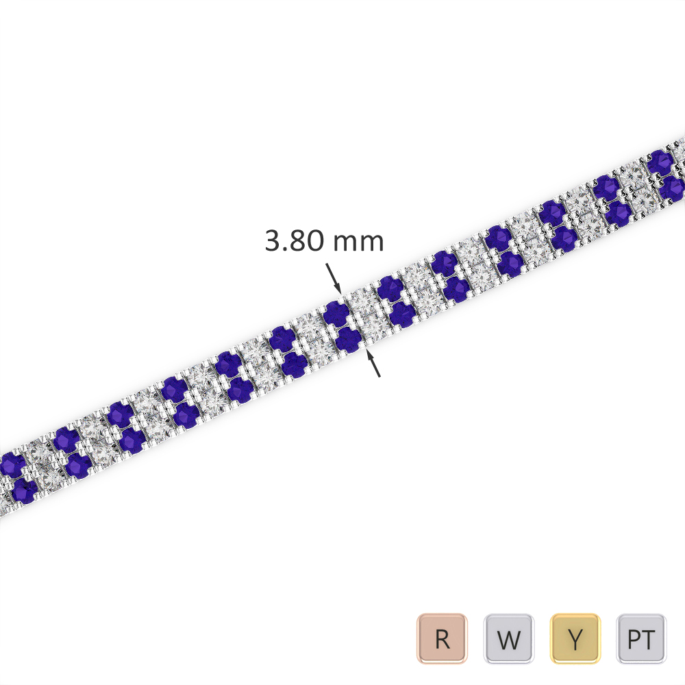 Gold / Platinum Round Cut Tanzanite and Diamond Bracelet AGBRL-1042