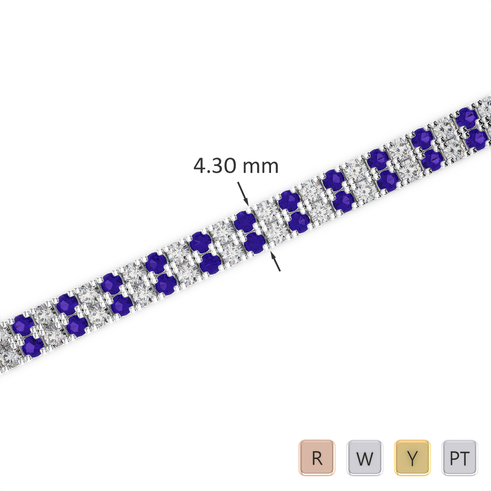 Gold / Platinum Round Cut Tanzanite and Diamond Bracelet AGBRL-1043-Lab