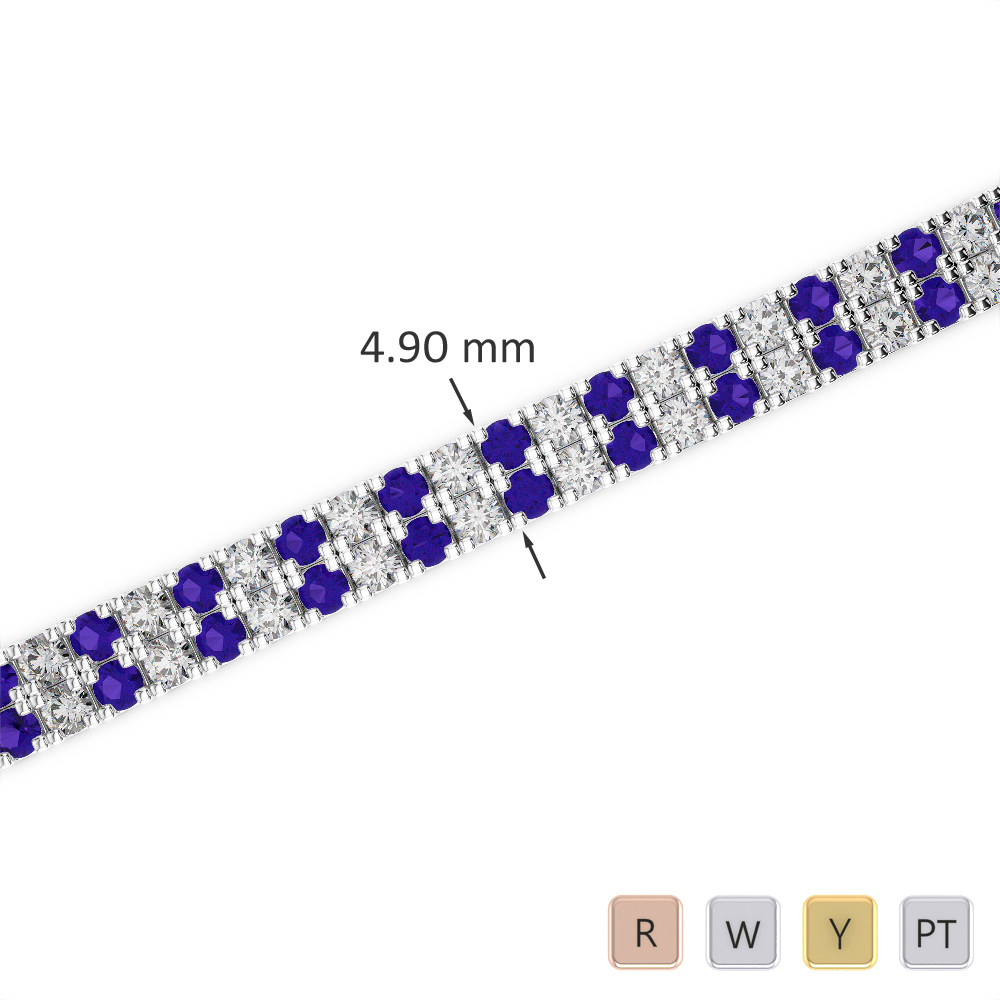 Gold / Platinum Round Cut Tanzanite and Diamond Bracelet AGBRL-1044-Lab