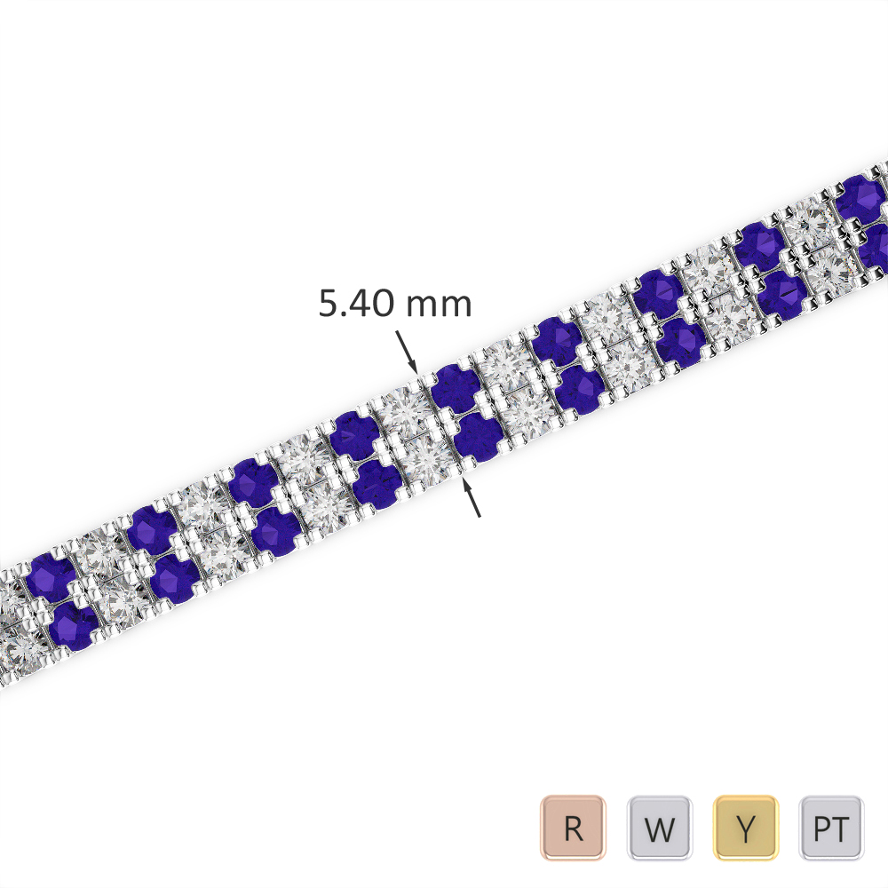 Gold / Platinum Round Cut Tanzanite and Diamond Bracelet AGBRL-1046-Lab
