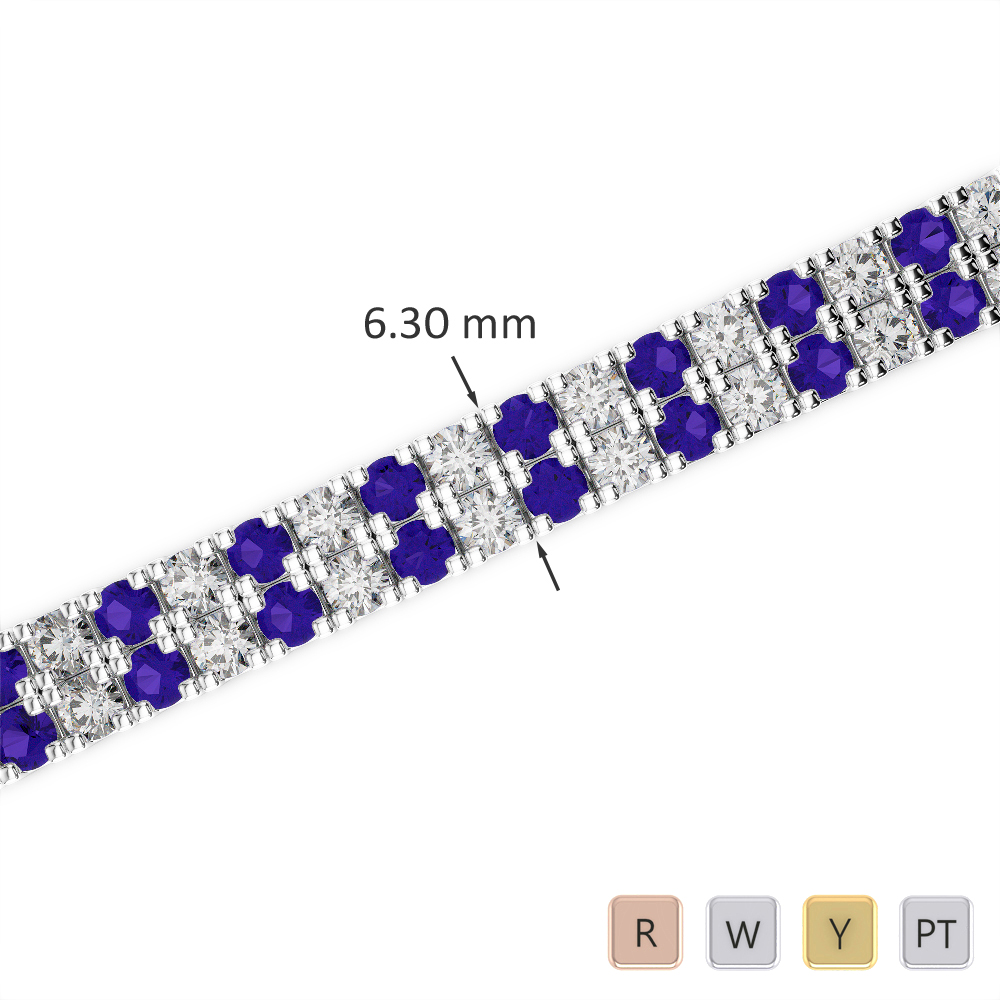 Gold / Platinum Round Cut Tanzanite and Diamond Bracelet AGBRL-1048-Lab