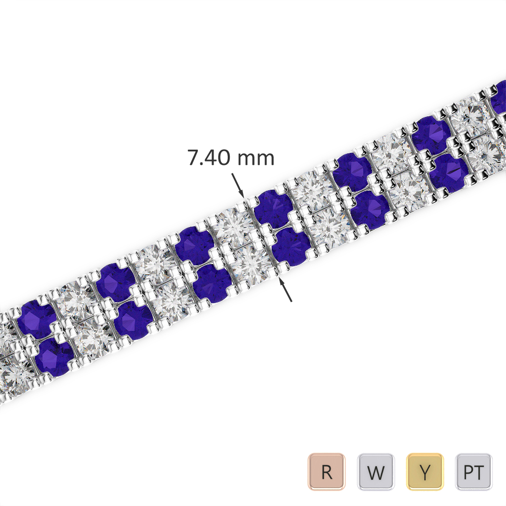 Gold / Platinum Round Cut Tanzanite and Diamond Bracelet AGBRL-1049-Lab