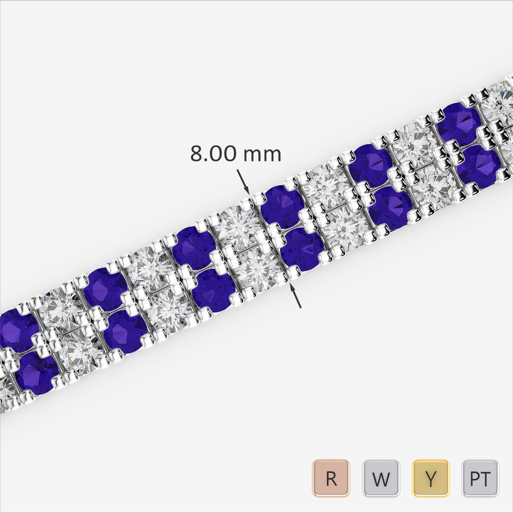 Gold / Platinum Round Cut Tanzanite and Diamond Bracelet AGBRL-1050