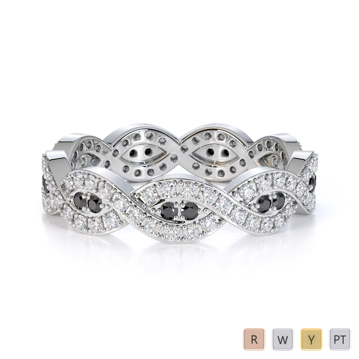 Gold / Platinum Black Diamond with Diamond Full Eternity Ring RZ1498