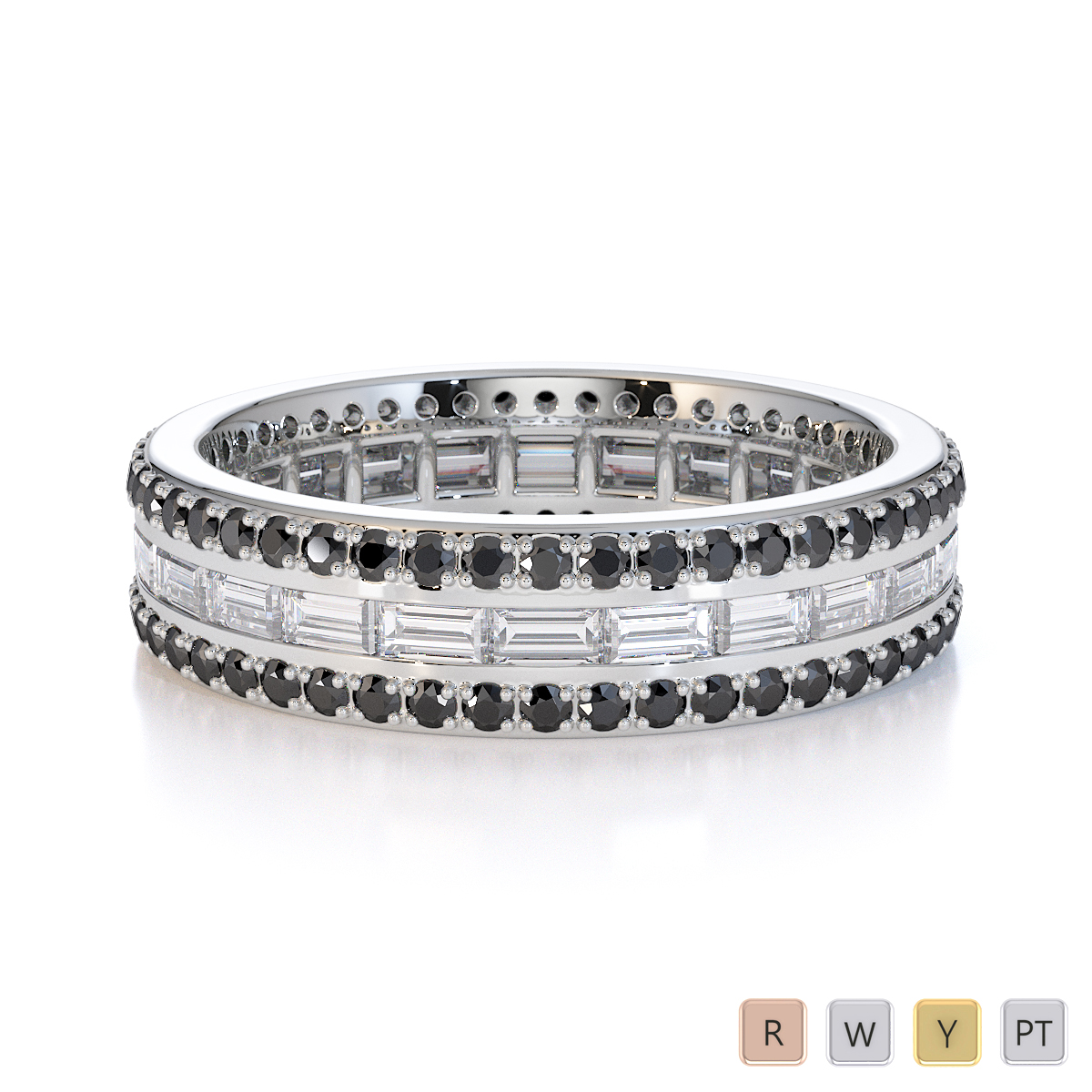 Gold / Platinum Black Diamond with Diamond Full Eternity Ring RZ1508