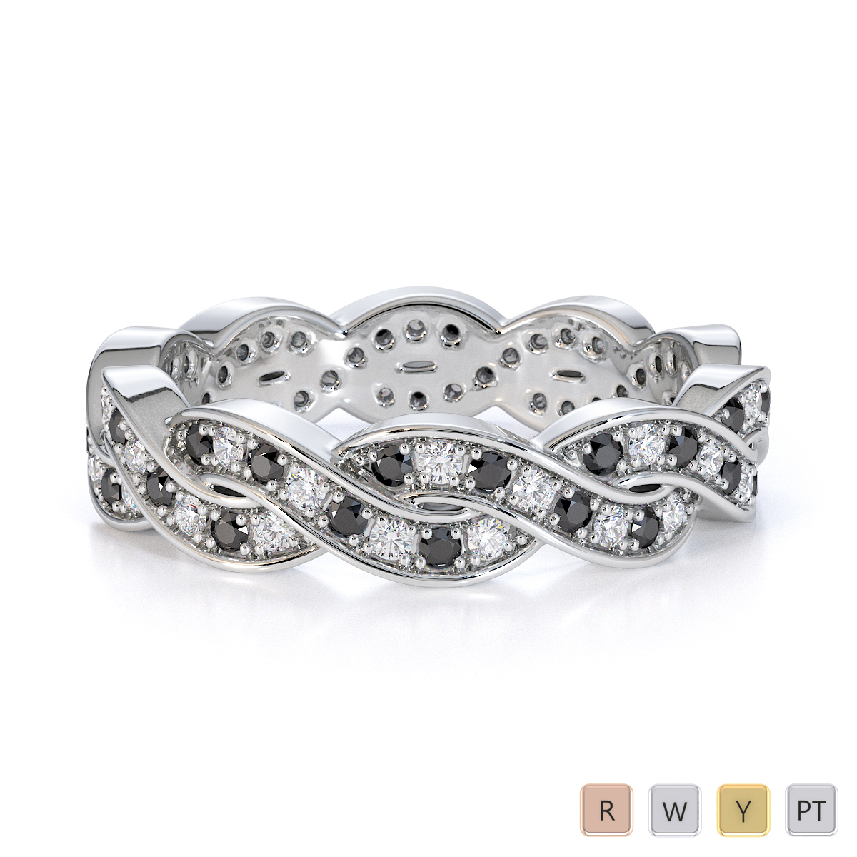 Gold / Platinum Black Diamond with Diamond Full Eternity Ring RZ1520