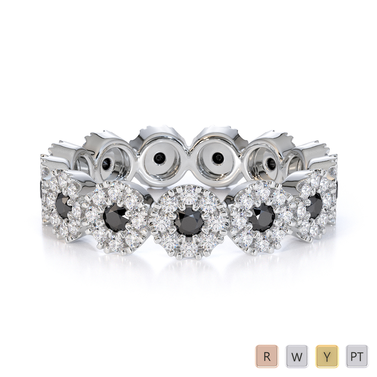 Gold / Platinum Black Diamond with Diamond Full Eternity Ring RZ1530