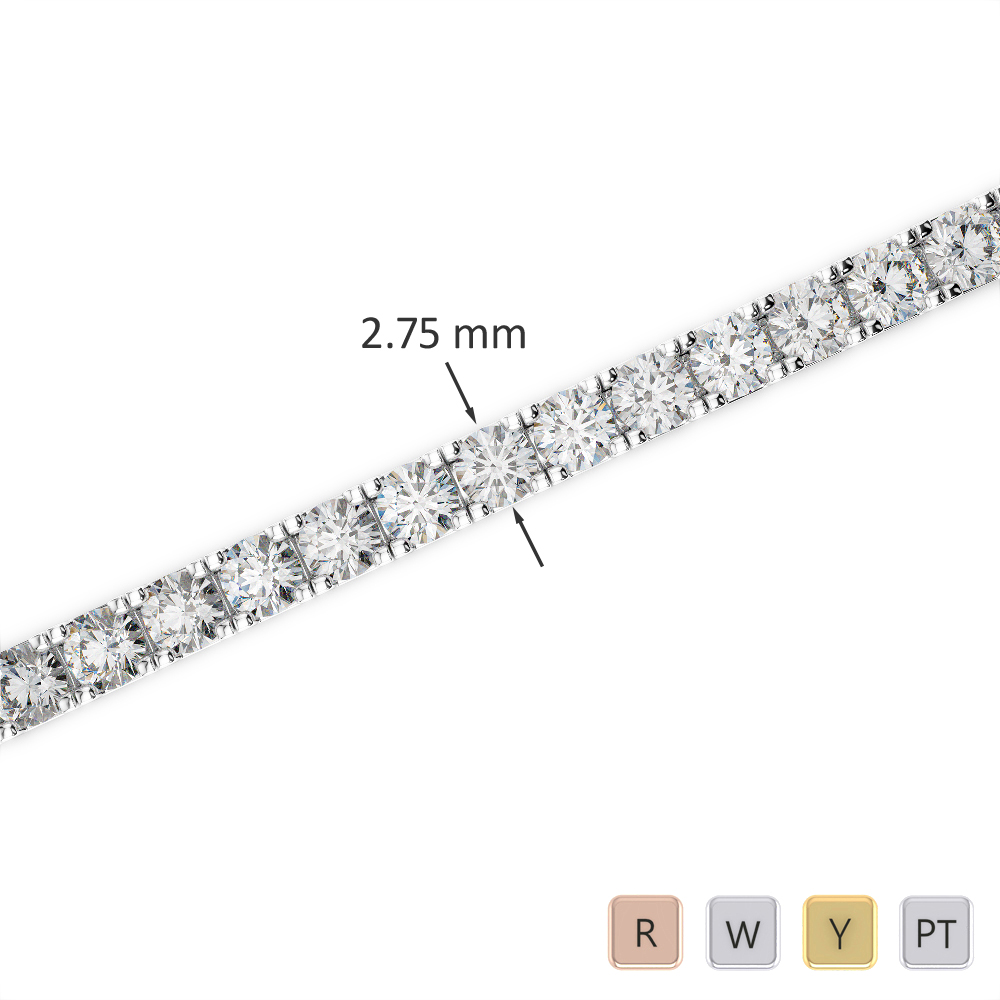 Gold / Platinum Round Cut Diamond Bracelet AGBRL-1018