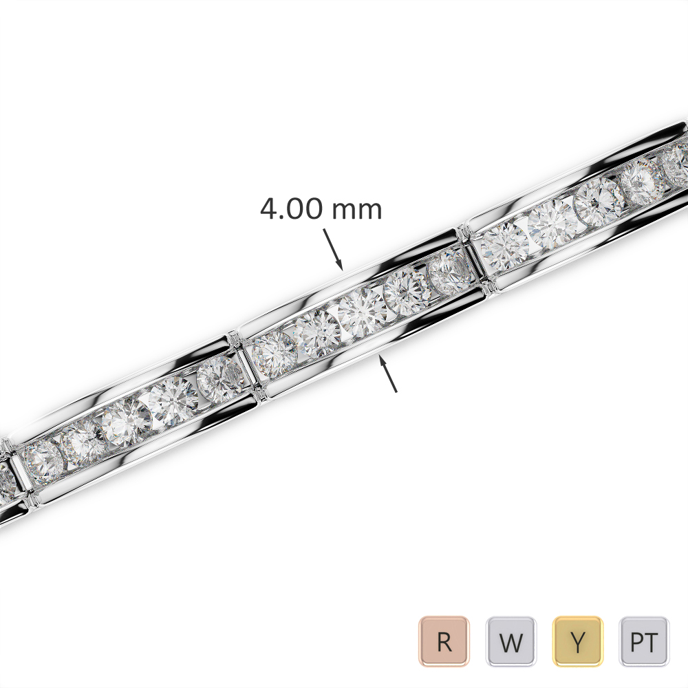 Gold / Platinum Round Cut Diamond Bracelet AGBRL-1023-Lab