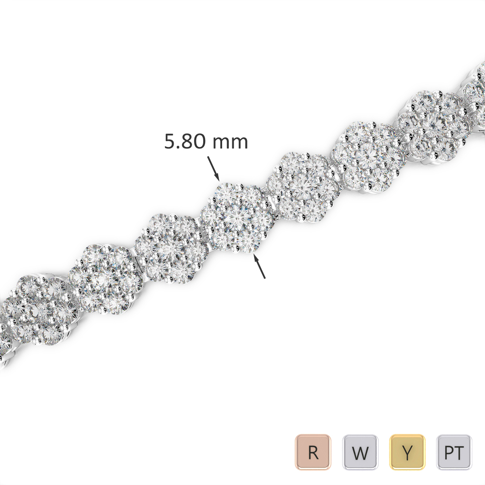 Gold / Platinum Round Cut Diamond Bracelet AGBRL-1028