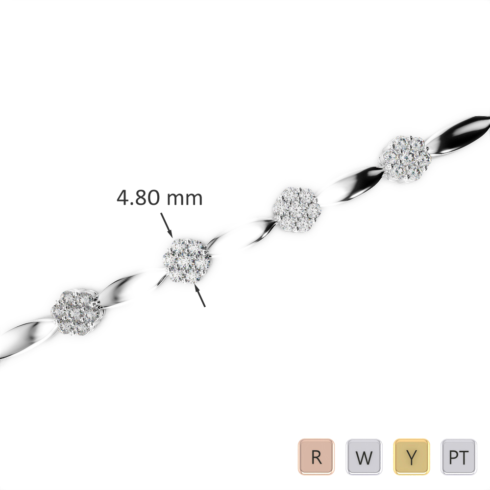 Gold / Platinum Round Cut Diamond Bracelet AGBRL-1029-Lab