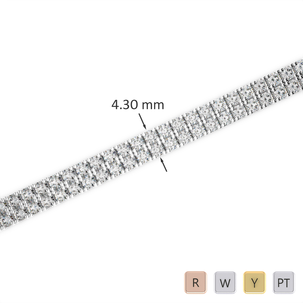 Gold / Platinum Round Cut Diamond Bracelet AGBRL-1043-Lab