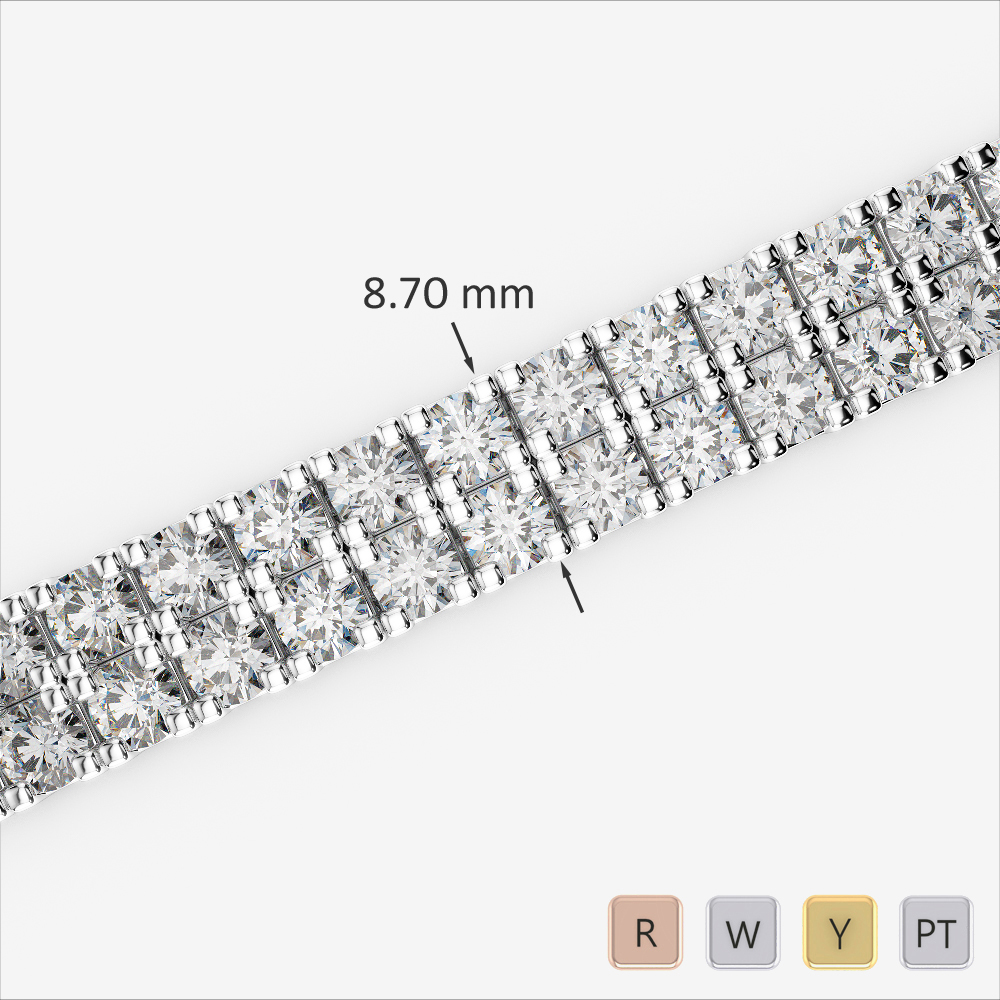 Gold / Platinum Round Cut Diamond Bracelet AGBRL-1051-Lab