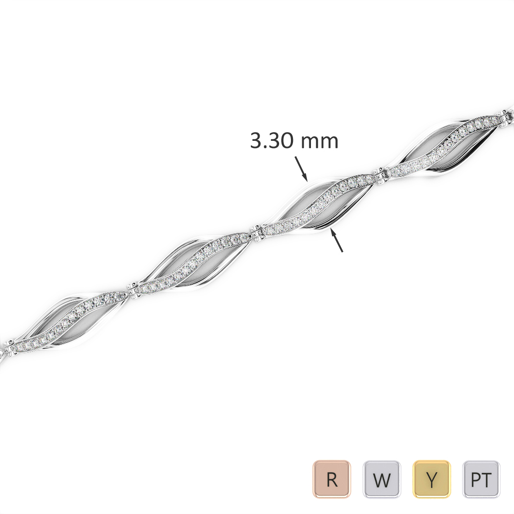Gold / Platinum Round Cut Diamond Bracelet AGBRL-1056-Lab
