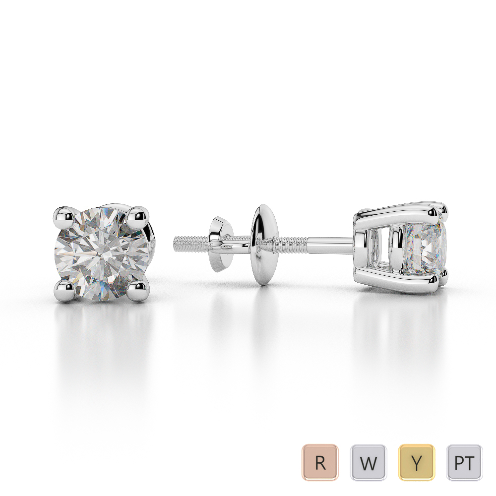 Gold / Platinum Round Shape Diamond Stud Earrings AGER-1009