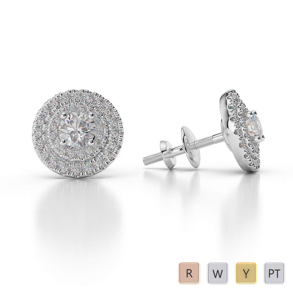 Gold / Platinum Diamond Halo Earrings AGER-1013