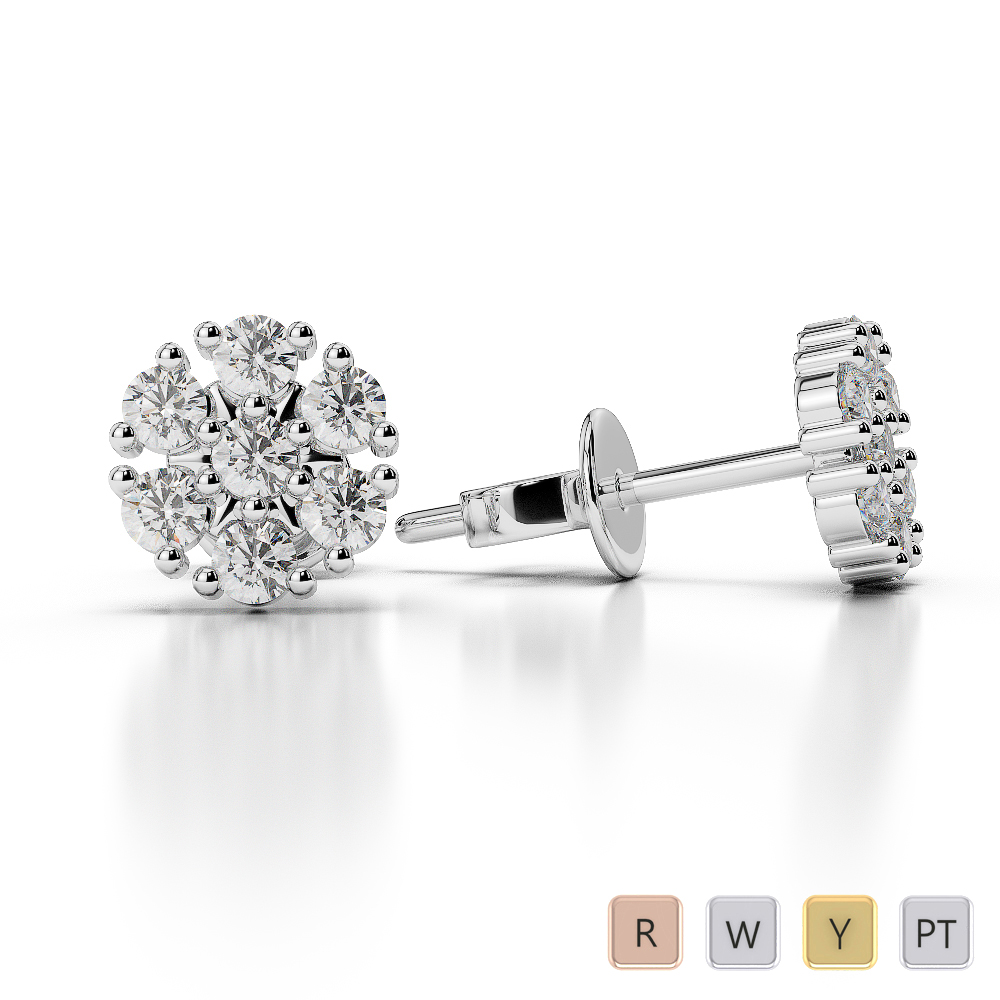 Gold / Platinum Diamond Cluster Earring AGER-1016