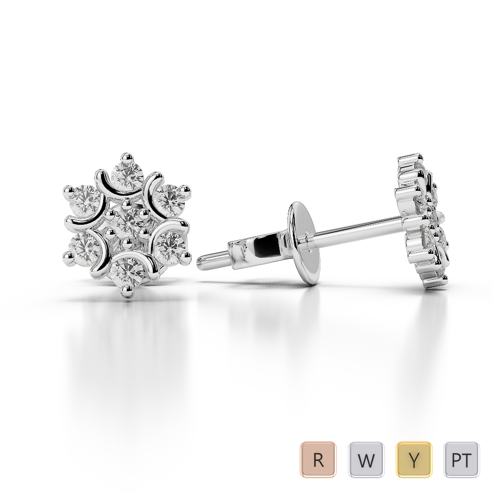 Gold / Platinum Diamond Cluster Earring AGER-1017