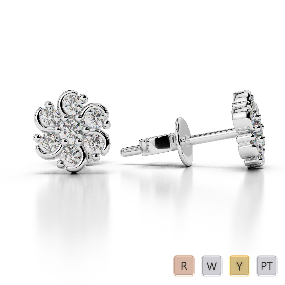 Gold / Platinum Diamond Cluster Earring AGER-1018