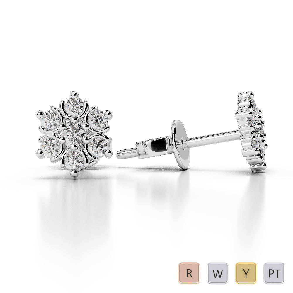 Gold / Platinum Diamond Cluster Earring AGER-1019