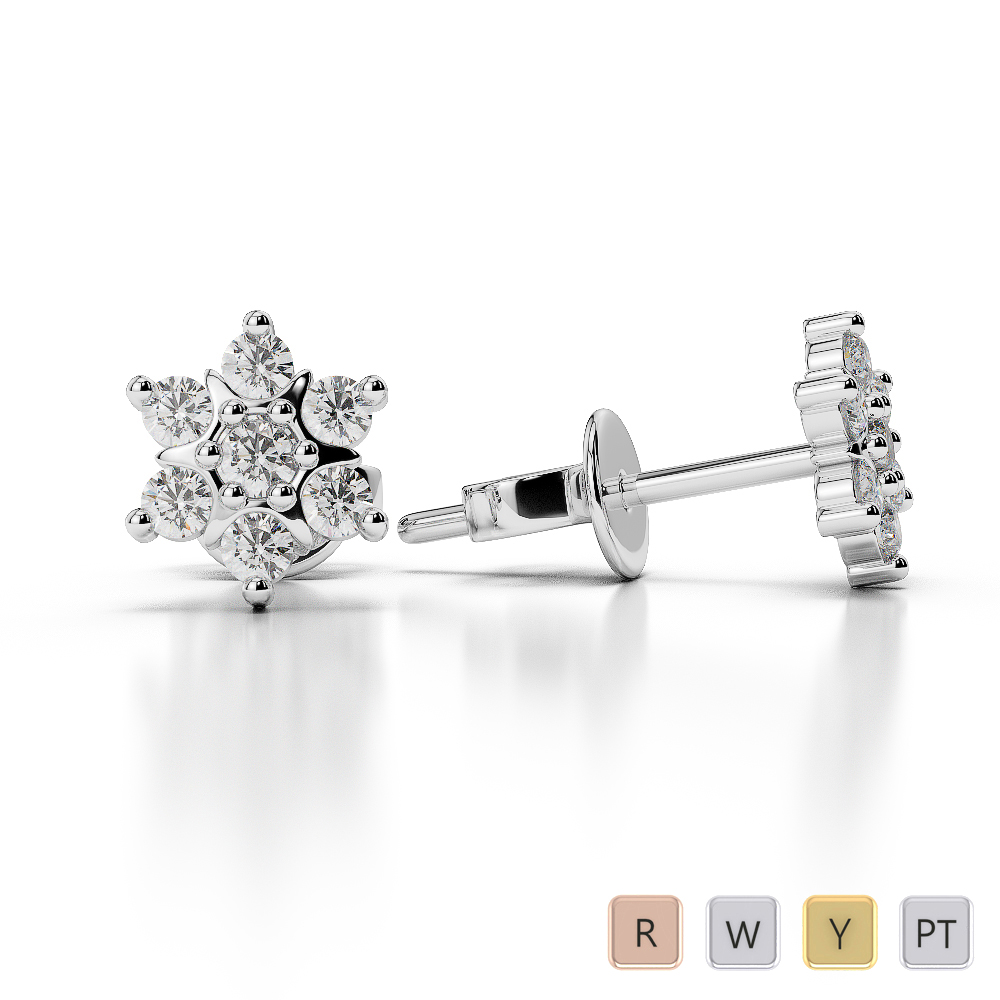 Gold / Platinum Diamond Cluster Earring AGER-1020