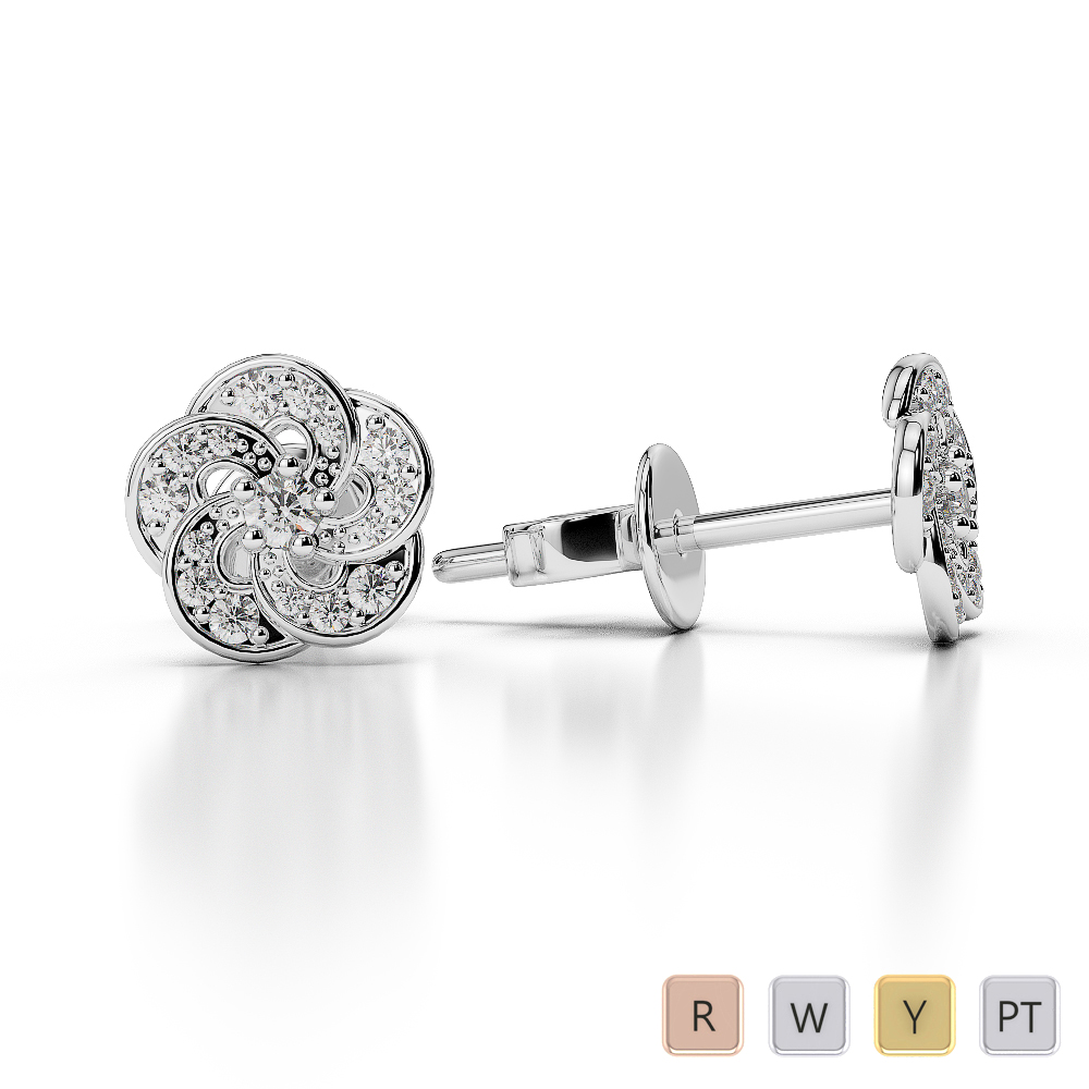 Gold / Platinum Diamond Cluster Earring AGER-1021