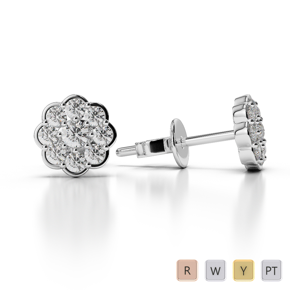 Gold / Platinum Diamond Cluster Earring AGER-1022