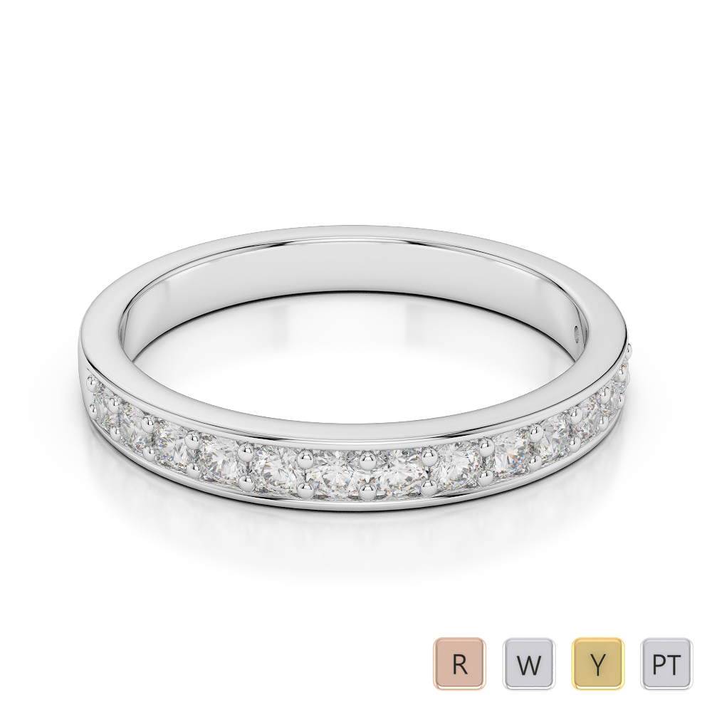 2.5 MM Gold / Platinum Diamond Half Eternity Ring AGDR-1083