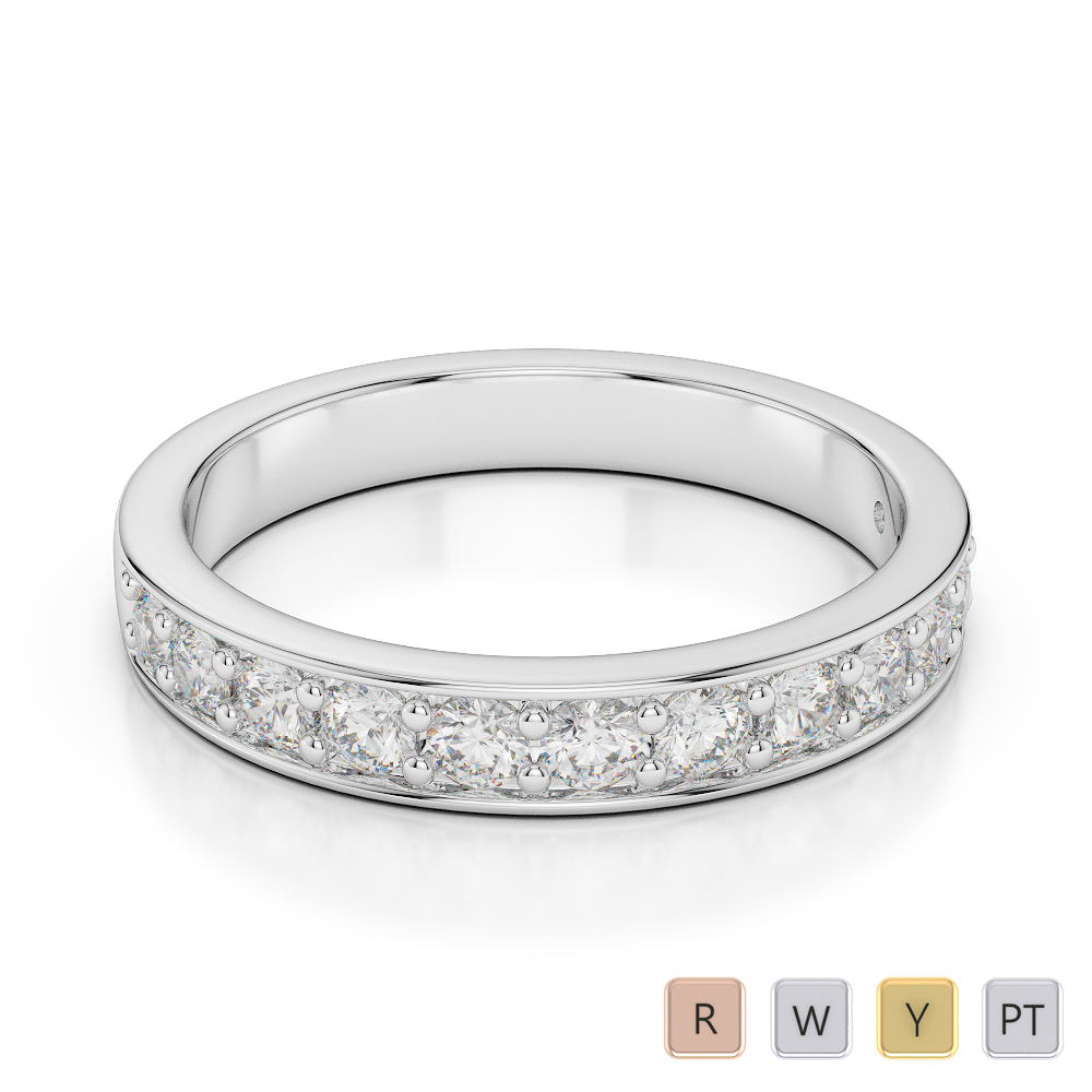 3 MM Gold / Platinum Diamond Half Eternity Ring AGDR-1084