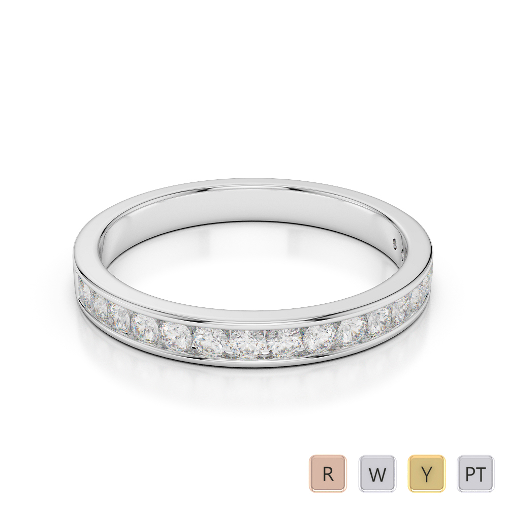 3 MM Gold / Platinum Diamond Half Eternity Ring AGDR-1090