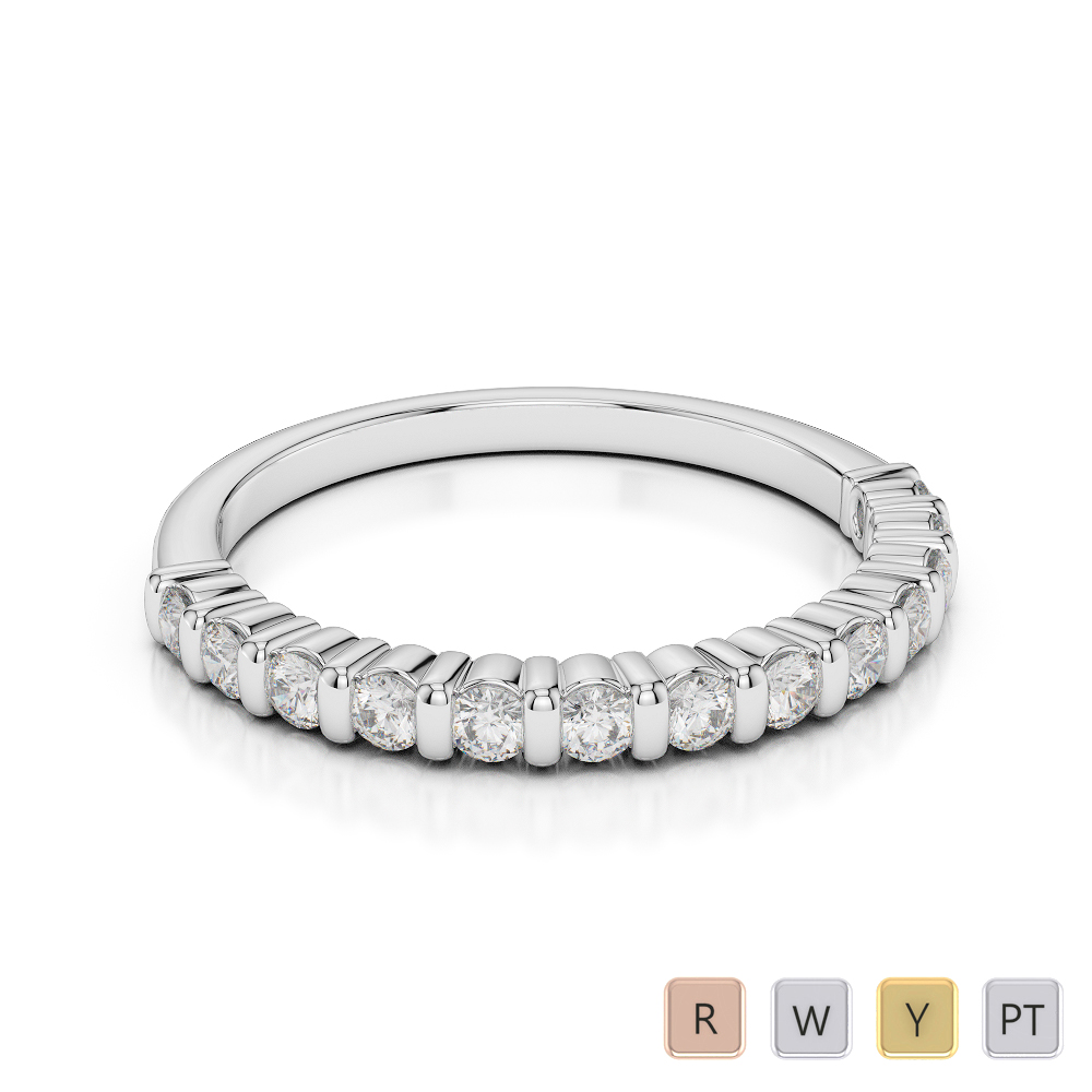 2 MM Gold / Platinum Diamond Half Eternity Ring AGDR-1095