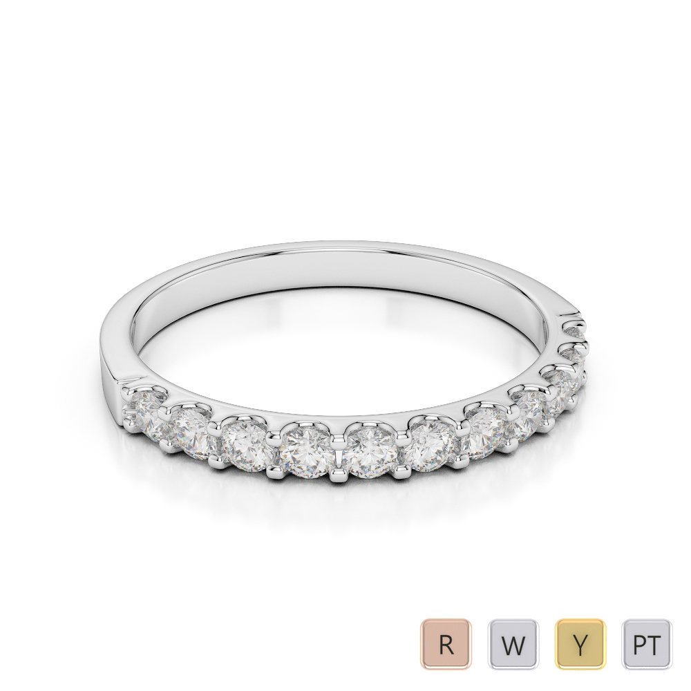 2 MM Gold / Platinum Diamond Half Eternity Ring AGDR-1107