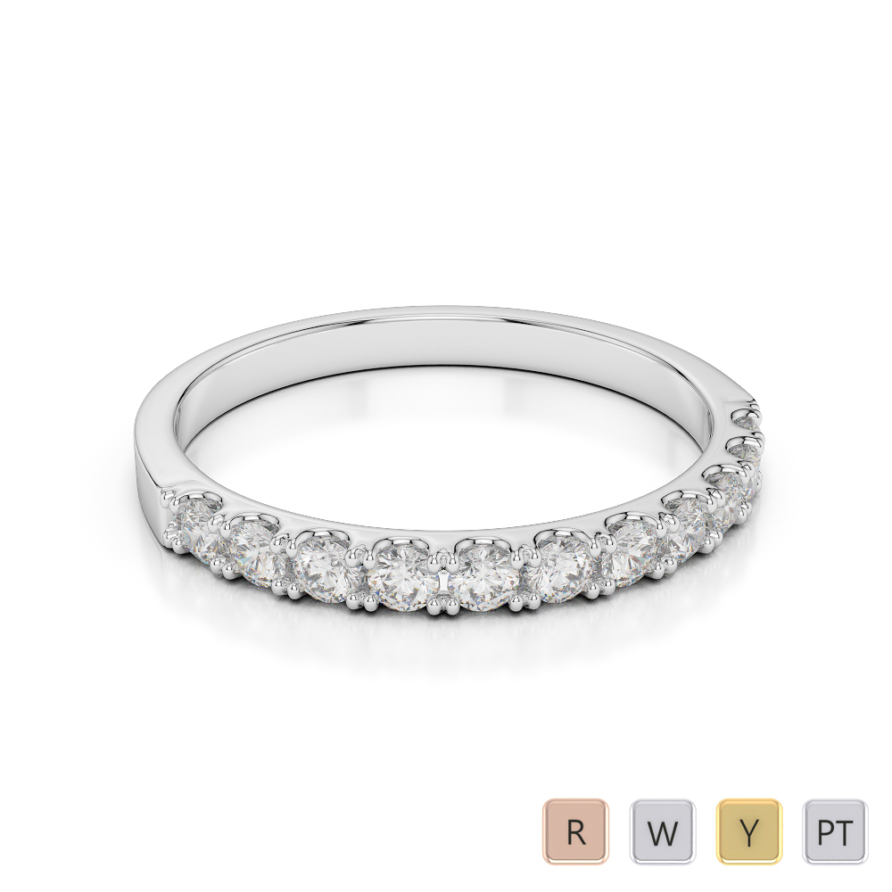 2 MM Gold / Platinum Diamond Half Eternity Ring AGDR-1123