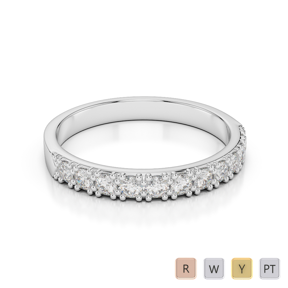 3 MM Gold / Platinum Diamond Half Eternity Ring AGDR-1130