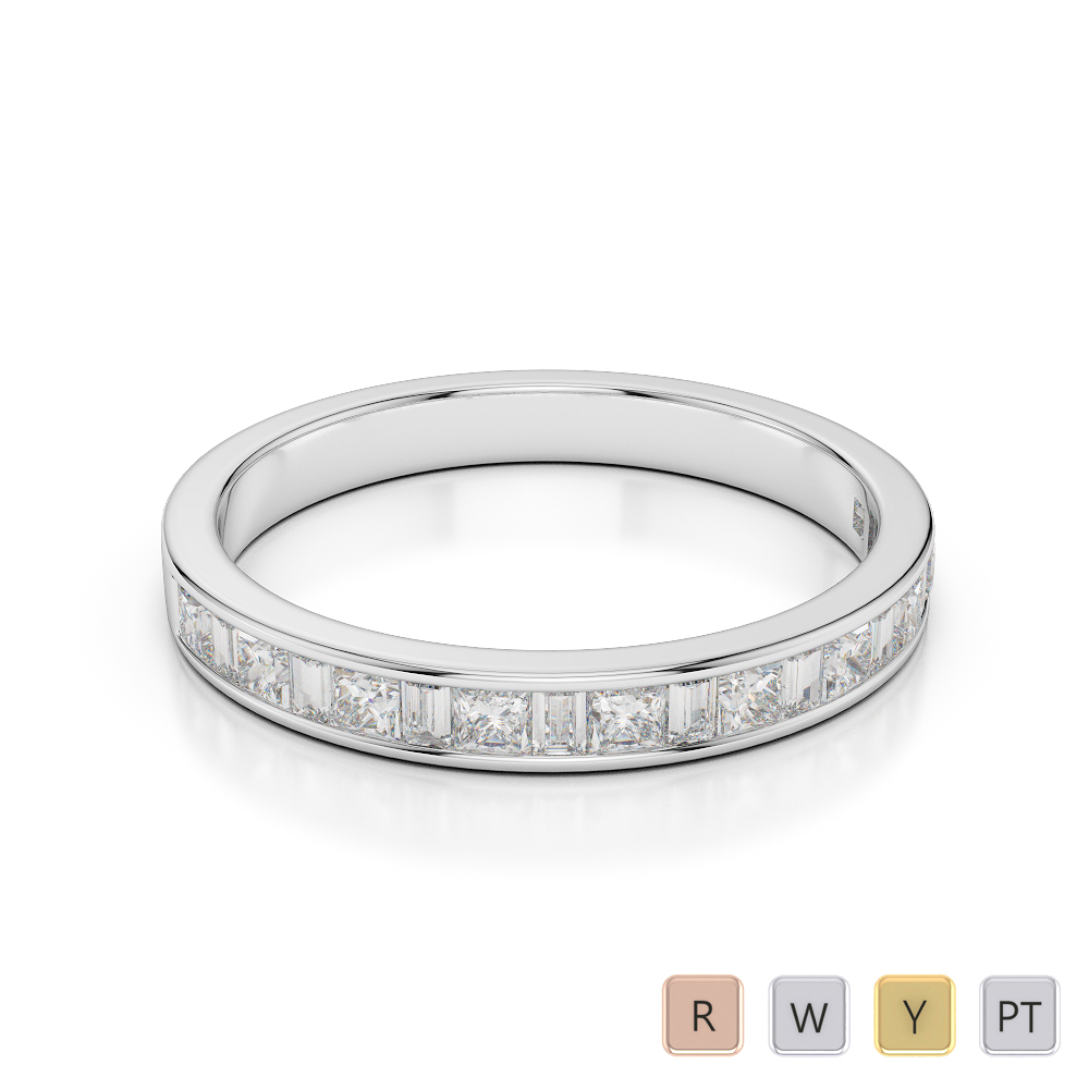 3 MM Gold / Platinum Diamond Half Eternity Ring AGDR-1142