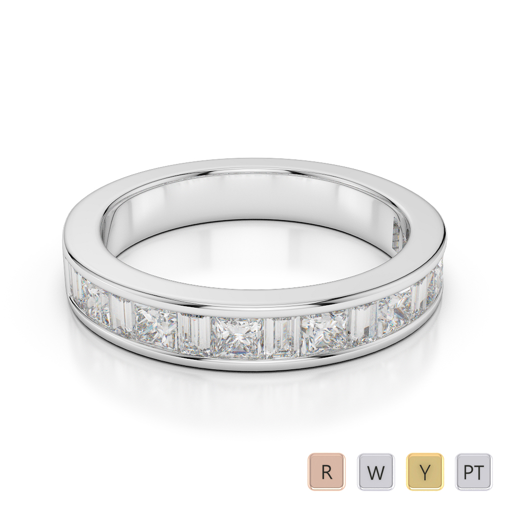 4 MM Gold / Platinum Diamond Half Eternity Ring AGDR-1143